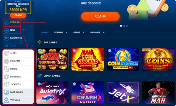 Slots at Mostbet Nepal